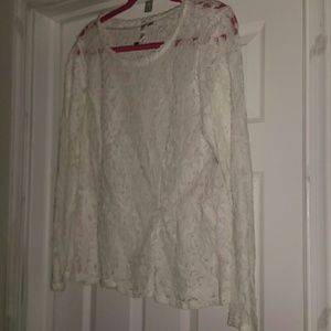Cream long sleeve blouse, lace